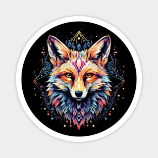 An Abstract Geometrical And Colorful Fox Design Magnet